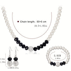 4pcs Earrings Bracelet Necklace Jewelry Set Dainty Accessories Noble Party Decor