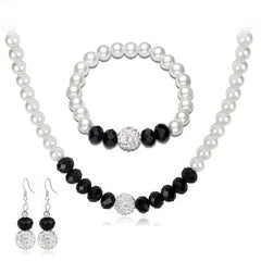 4pcs Earrings Bracelet Necklace Jewelry Set Dainty Accessories Noble Party Decor