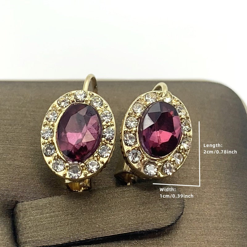 Rose Red Synthetic Gems Dangle Earrings Vintage Style Jewelry