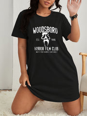 Plus Size Sexy Grim Reaper Lounge Dress Short Sleeve Tee Sleep Dress