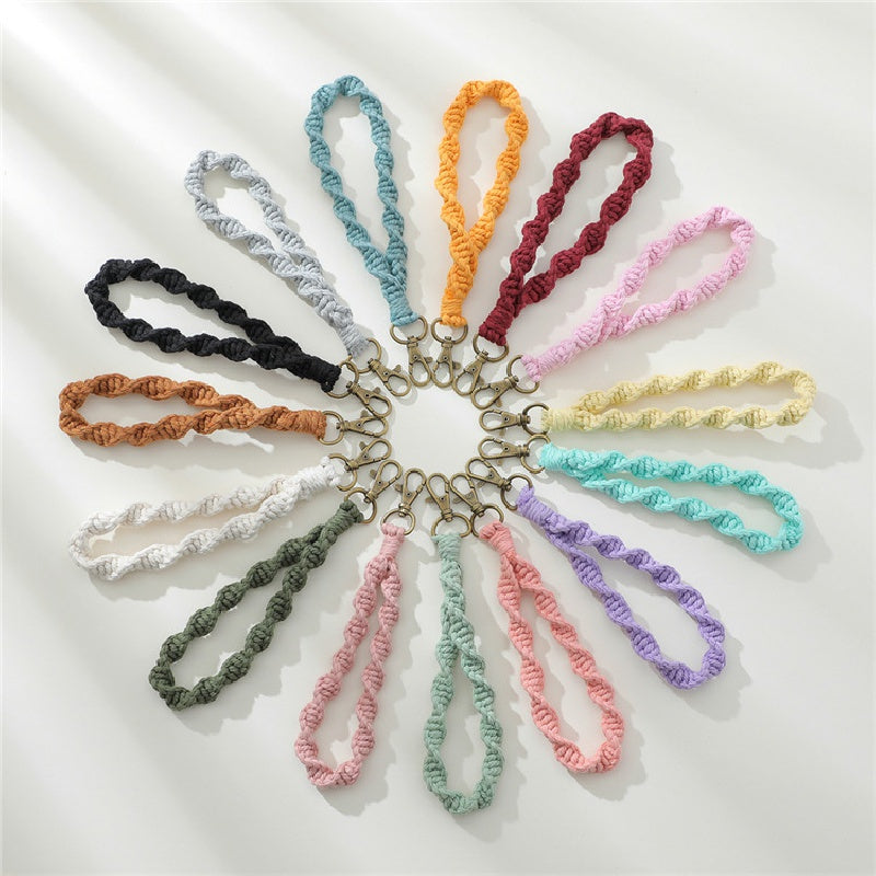 Hand Woven Cotton Rope Keychain Bracelet for Girls Wristband