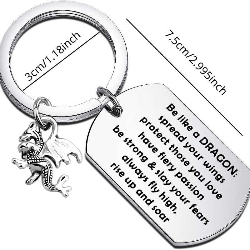 Flying Dragon Stainless Steel Keychain Backpack Bag Pendant Halloween Gift