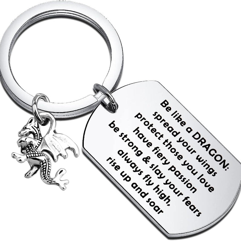 Flying Dragon Stainless Steel Keychain Backpack Bag Pendant Halloween Gift