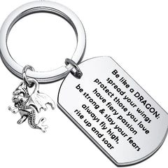Flying Dragon Stainless Steel Keychain Backpack Bag Pendant Halloween Gift