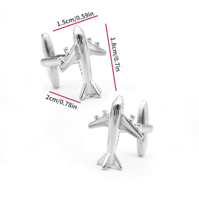 Fighter Aircraft Pattern Metal Cufflinks Suit Decoration