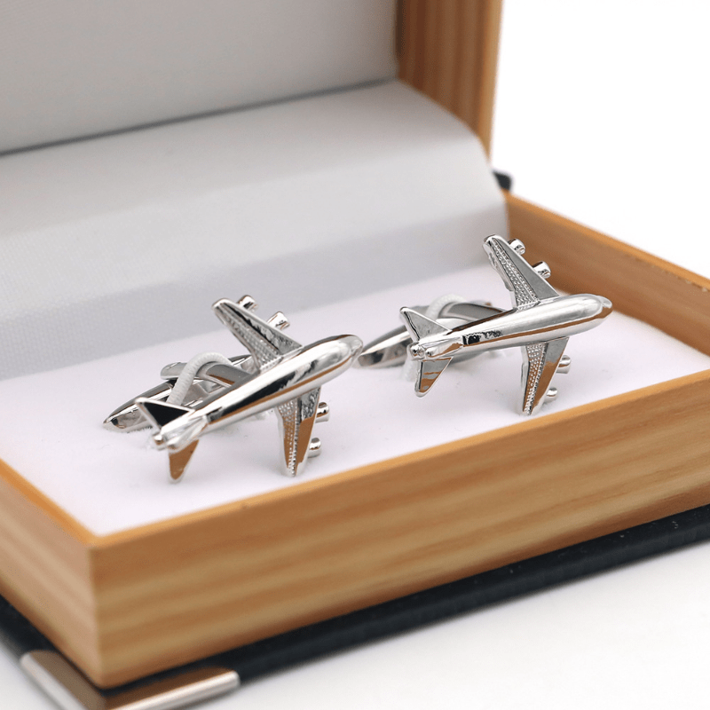 Fighter Aircraft Pattern Metal Cufflinks Suit Decoration