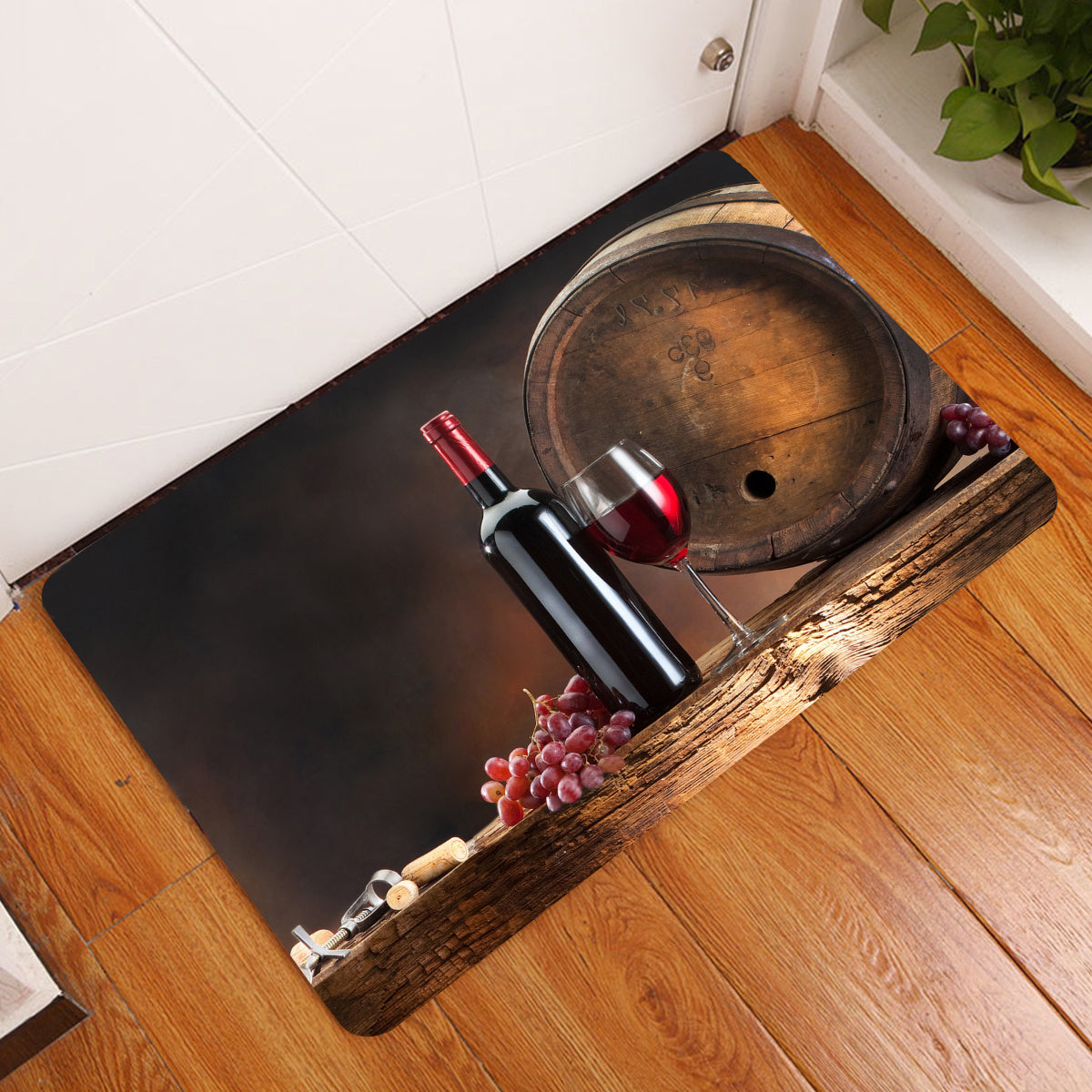 Red Wine Bucket Floor Mat Absorbent Non Slip Stain Resistant