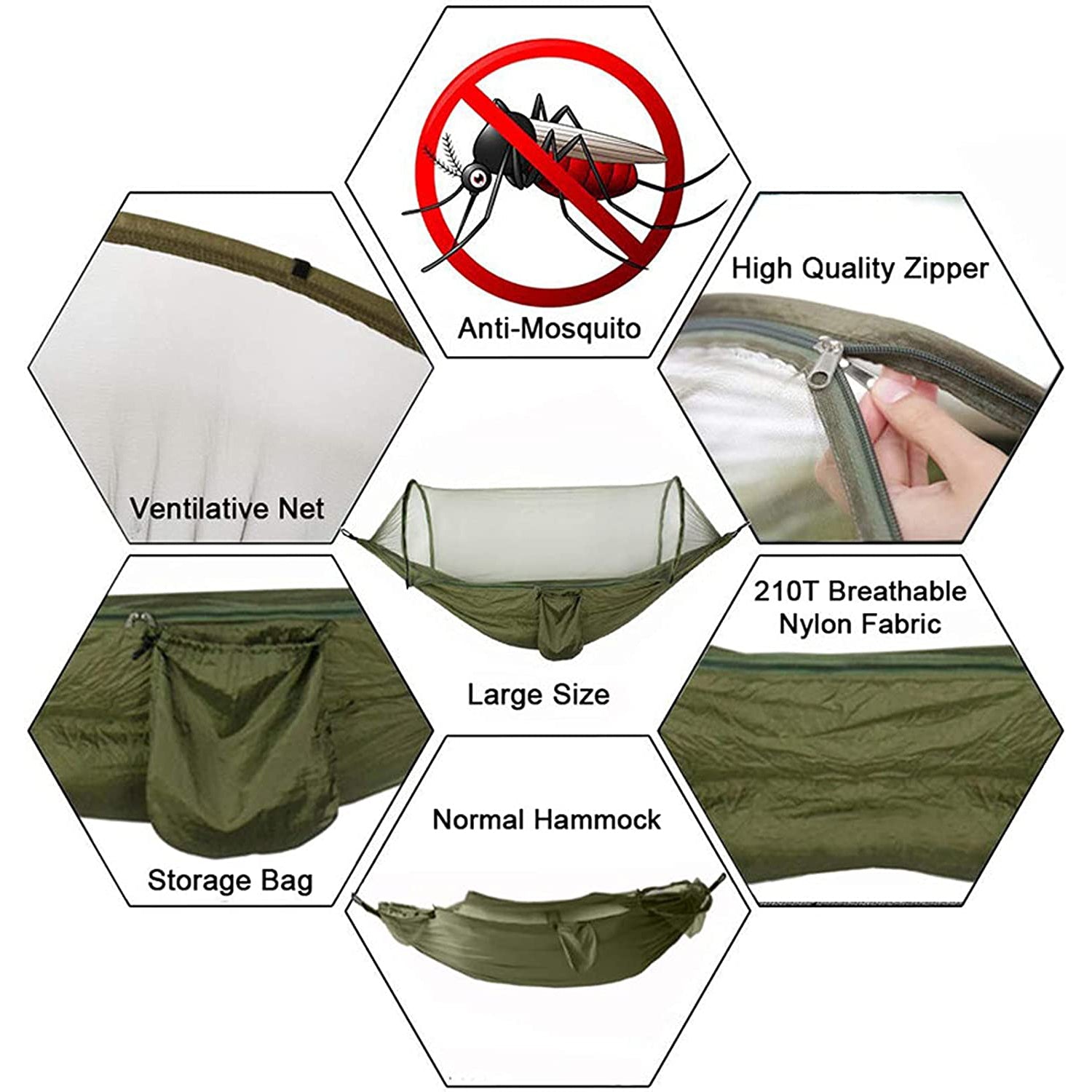Double Camping Hammock With Mosquito Net Ultralight Nylon Parachute Hammocks