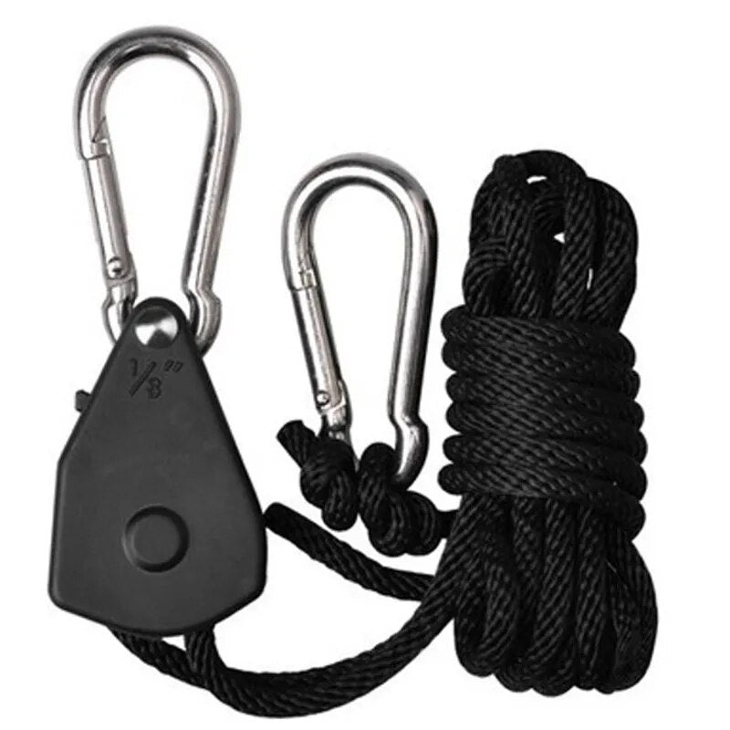 Metal Pulley with Ratchet Hook and Lanyard for Safe Suspension