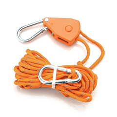 Metal Pulley with Ratchet Hook and Lanyard for Safe Suspension