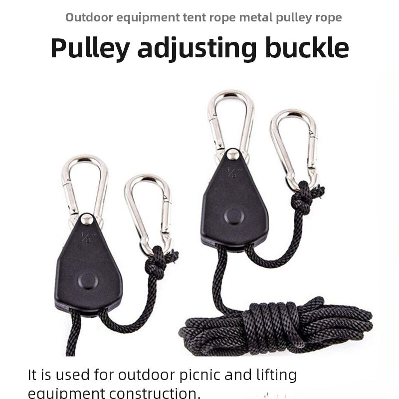 Metal Pulley with Ratchet Hook and Lanyard for Safe Suspension
