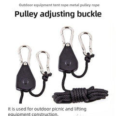 Metal Pulley with Ratchet Hook and Lanyard for Safe Suspension