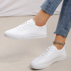 Women's Lace Skate Shoes Non Slip Round Toe Comfortable Flat Shoes