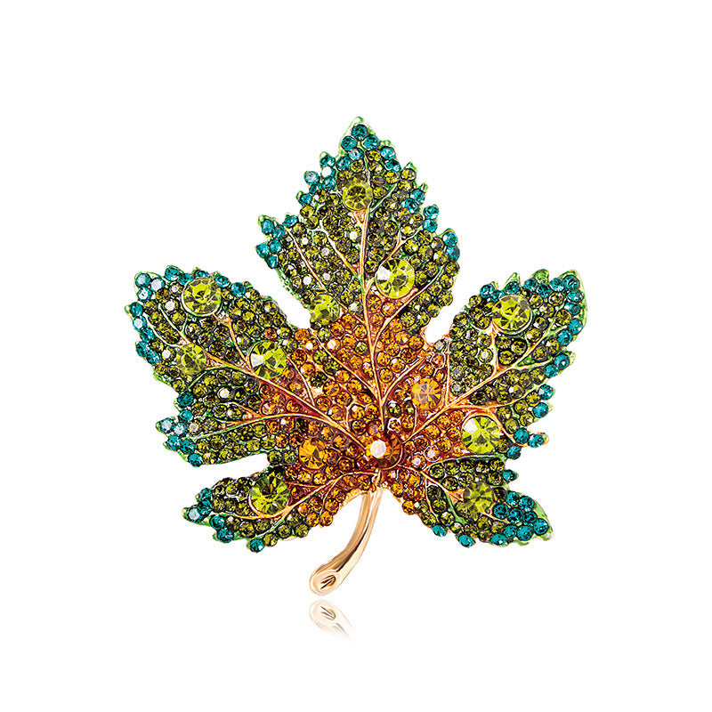 Crystal Leaf Style Brooch Pin For Girls Kids Backpack Hat Decoration