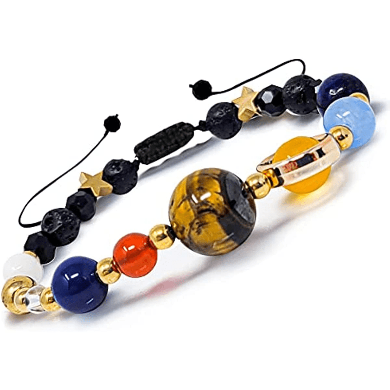 Solar System Crystal Bead Bracelet Adjustable Braid Strand