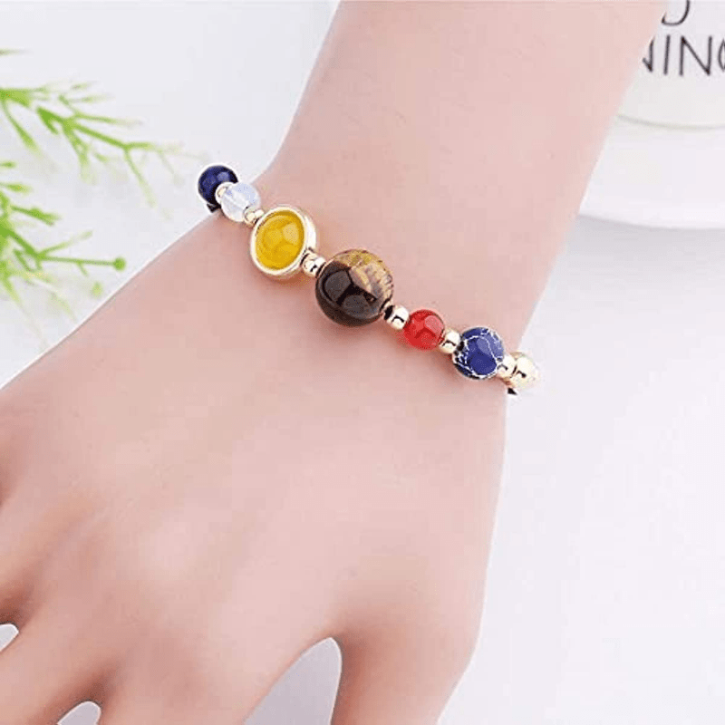 Solar System Crystal Bead Bracelet Adjustable Braid Strand