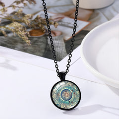 Boho Flower Pattern Bronze Pendant Necklace