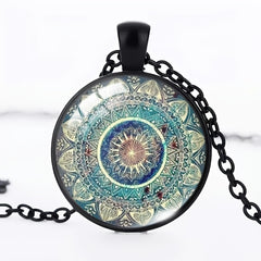Boho Flower Pattern Bronze Pendant Necklace