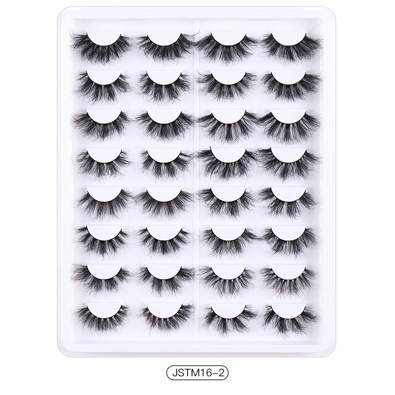 16 Pairs Messy Volume Faux Mink Lashes Cosplay Party Makeup Extension