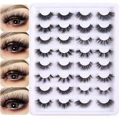 16 Pairs Messy Volume Faux Mink Lashes Cosplay Party Makeup Extension