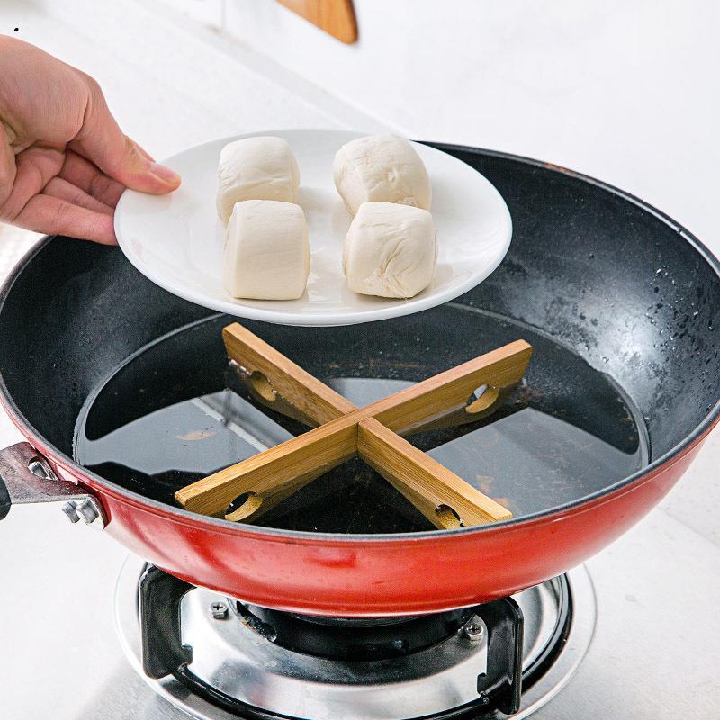 Bamboo Pot Holder Stand Heat Insulation Anti Scald Rack Kitchen Tools