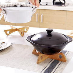 Bamboo Pot Holder Stand Heat Insulation Anti Scald Rack Kitchen Tools