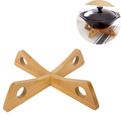 Bamboo Pot Holder Stand Heat Insulation Anti Scald Rack Kitchen Tools