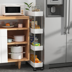 4 Tier Clip in Organizer Shelf with Wheels for Kitchen Bathroom Living Room
