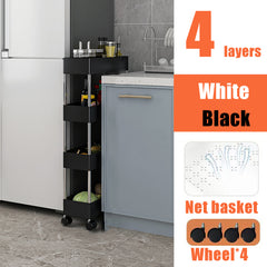 4 Tier Clip in Organizer Shelf with Wheels for Kitchen Bathroom Living Room