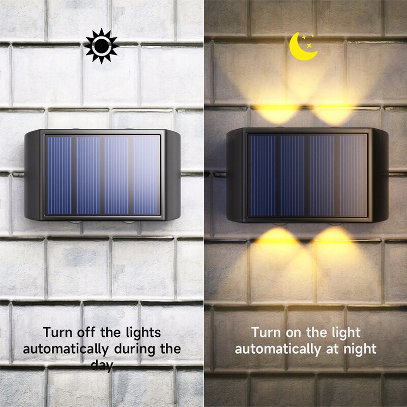 Solar Wall Lamp Outdoor 4 LED Lights Waterproof Luminous Balcony Yard Garden
