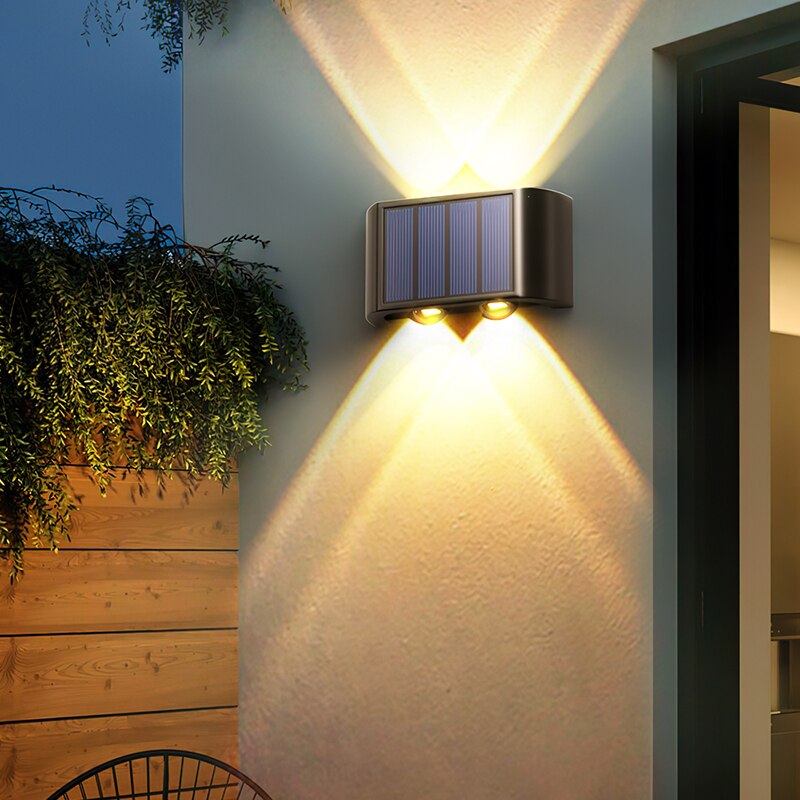 Solar Wall Lamp Outdoor 4 LED Lights Waterproof Luminous Balcony Yard Garden