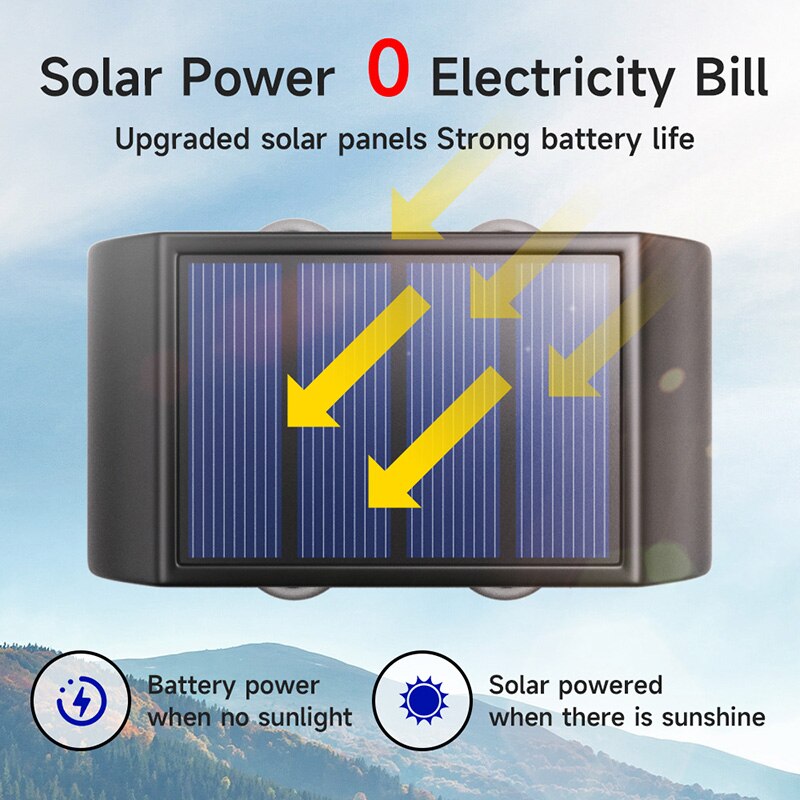 Solar Wall Lamp Outdoor 4 LED Lights Waterproof Luminous Balcony Yard Garden