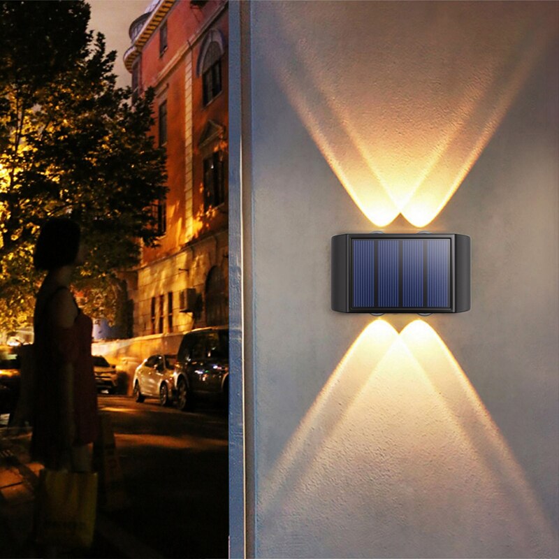 Solar Wall Lamp Outdoor 4 LED Lights Waterproof Luminous Balcony Yard Garden
