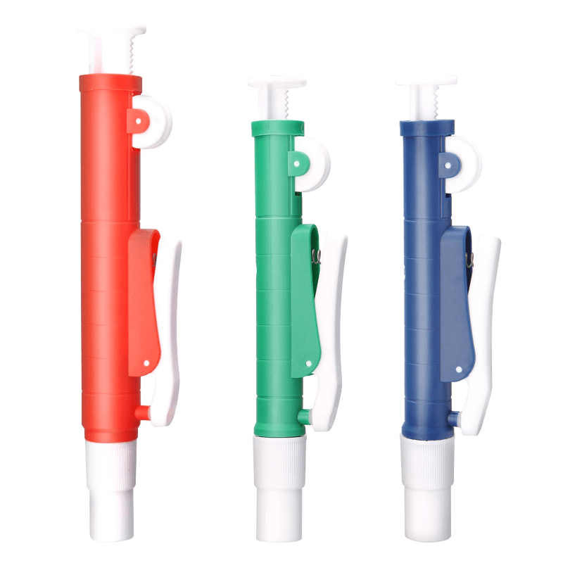 1pc Pipette Pump Set Of 3 Lab Pipettes 2ml 10ml Green 25ml Red