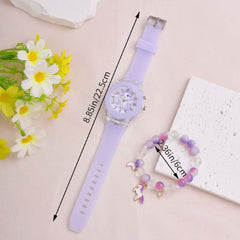 LED Unicorn Watch & Crystal Bracelet Set for Girls