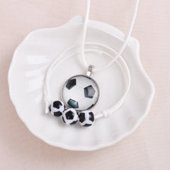 Football Watch Set with Bracelet Necklace, Quartz Watch Transparent Strap