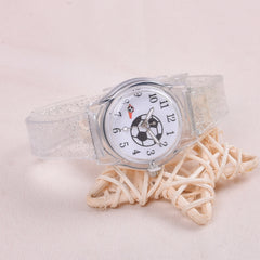 Football Watch Set with Bracelet Necklace, Quartz Watch Transparent Strap