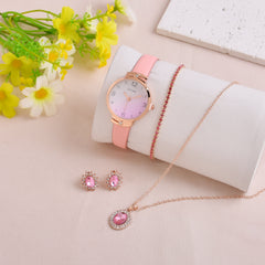 Student Quartz Watch and 4pcs Jewelry Set