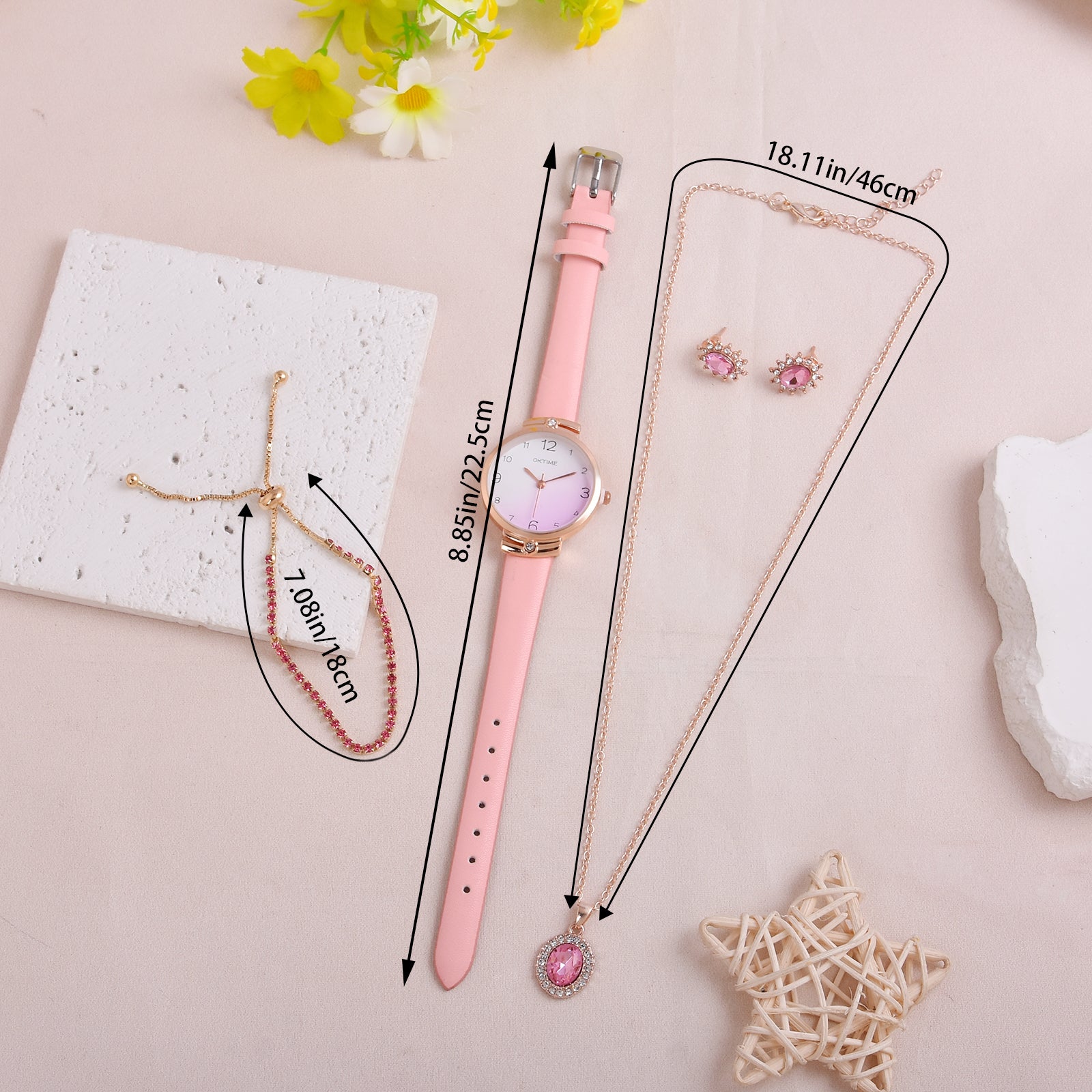 Student Quartz Watch and 4pcs Jewelry Set