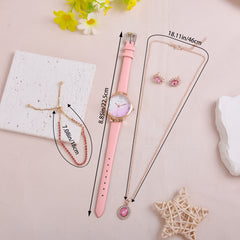 Student Quartz Watch and 4pcs Jewelry Set