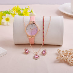 Student Quartz Watch and 4pcs Jewelry Set