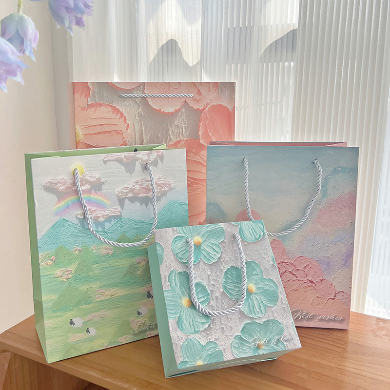 Painting Gift Bag Birthday Gift Tote Bag High End Retail Boutique Supermarkets