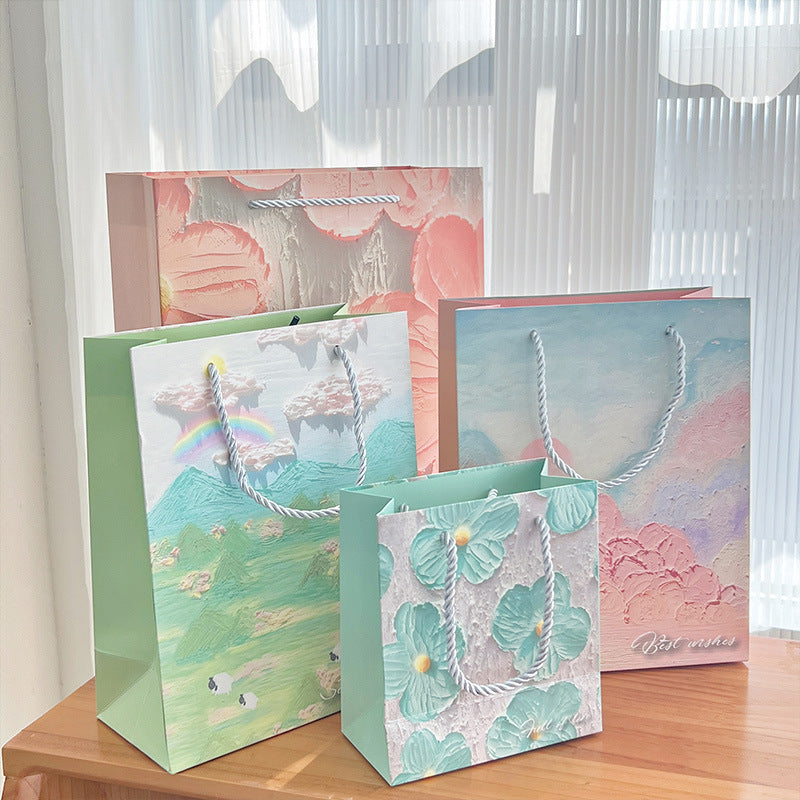 Painting Gift Bag Birthday Gift Tote Bag High End Retail Boutique Supermarkets