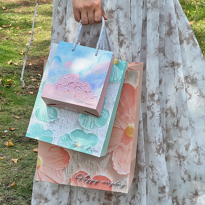 Painting Gift Bag Birthday Gift Tote Bag High End Retail Boutique Supermarkets