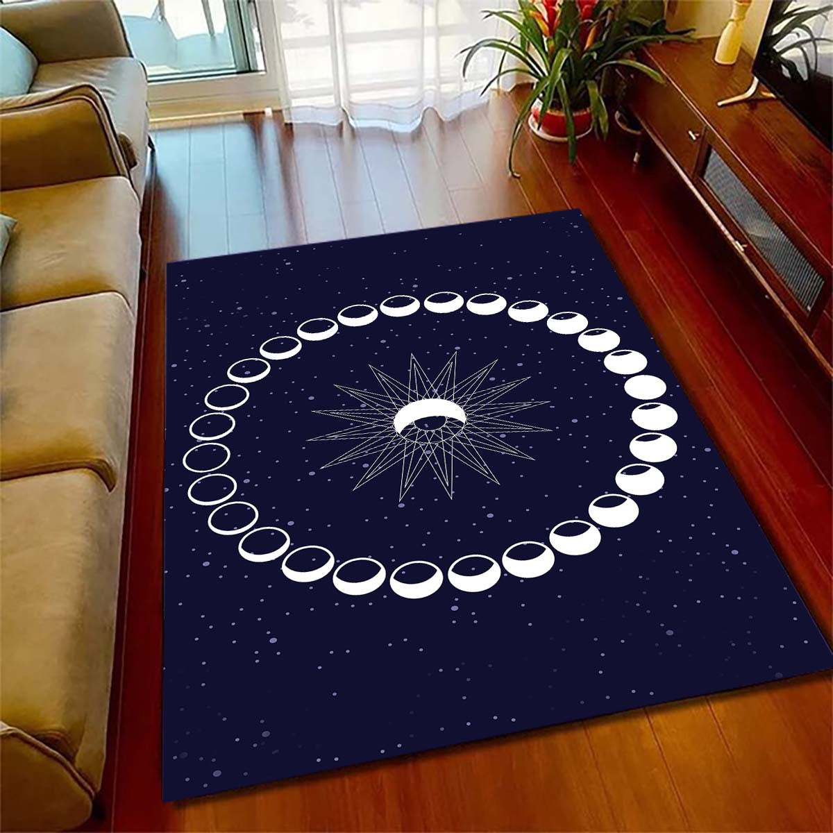 Moon Pattern Rug Modern Polyester Carpet for Home Office Living Room