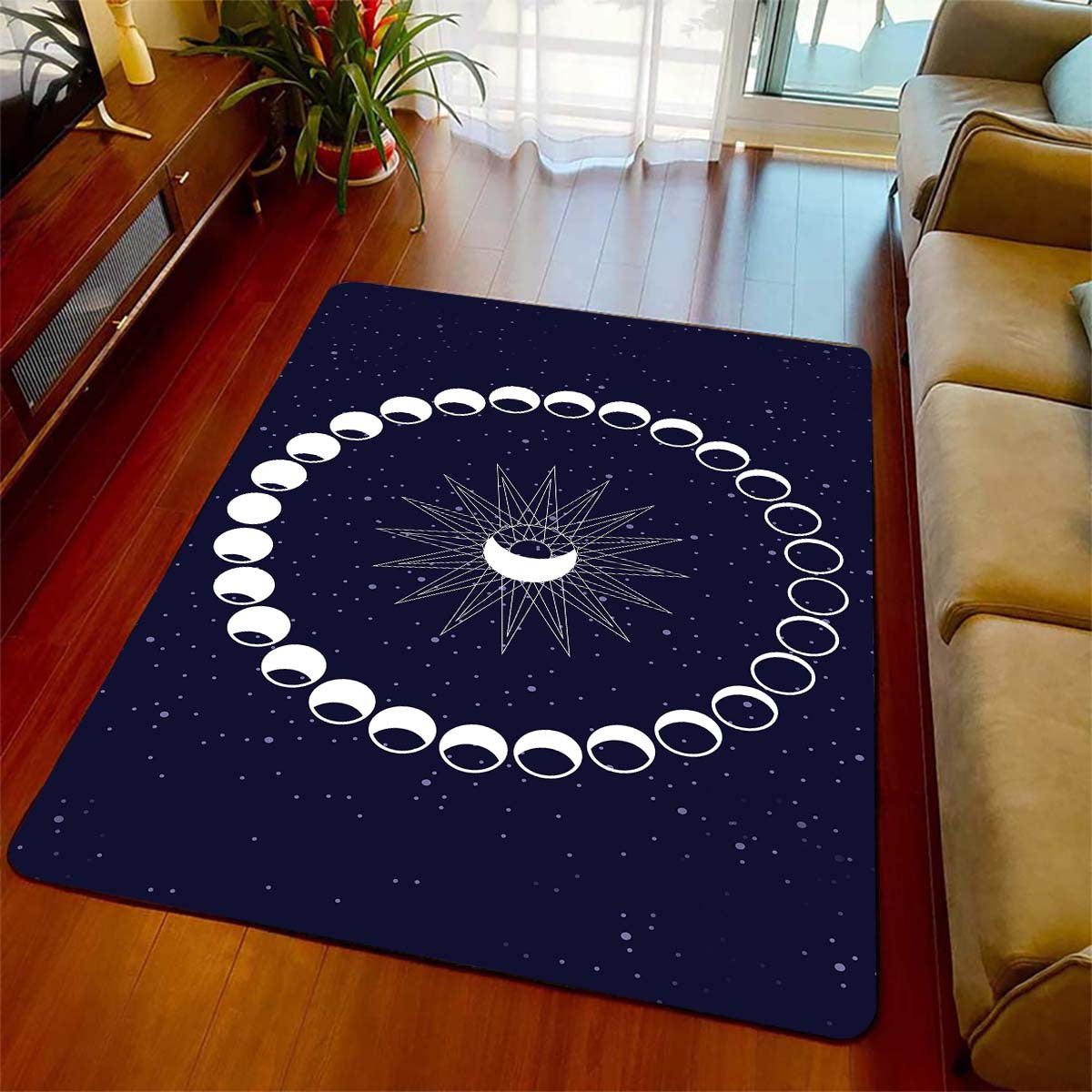 Moon Pattern Rug Modern Polyester Carpet for Home Office Living Room