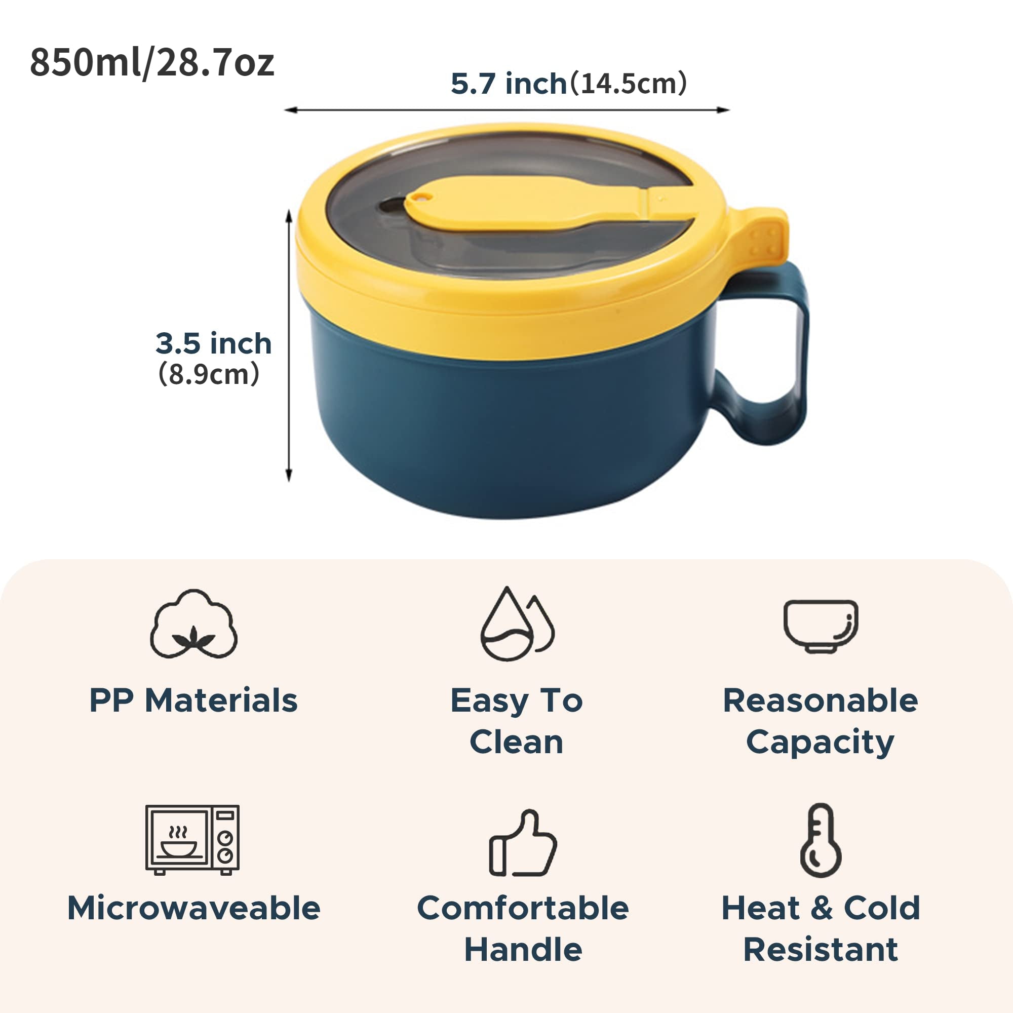 Microwave Ramen Bowl Set With Lid And Spoon - BPA-Free