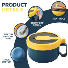 Microwave Ramen Bowl Set With Lid And Spoon - BPA-Free