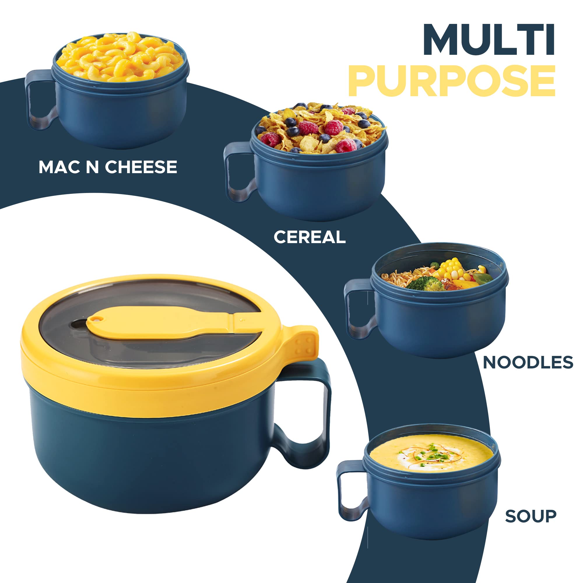 Microwave Ramen Bowl Set With Lid And Spoon - BPA-Free