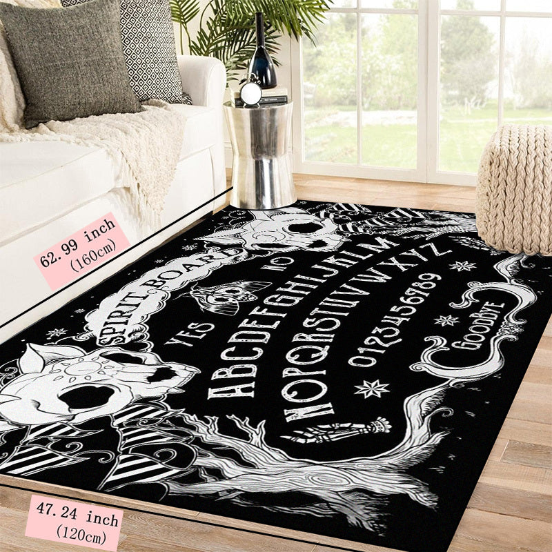 Kitchen Rug Cat Skull Head Witch Board Gothic Carpet Non Slip Bath Rugs